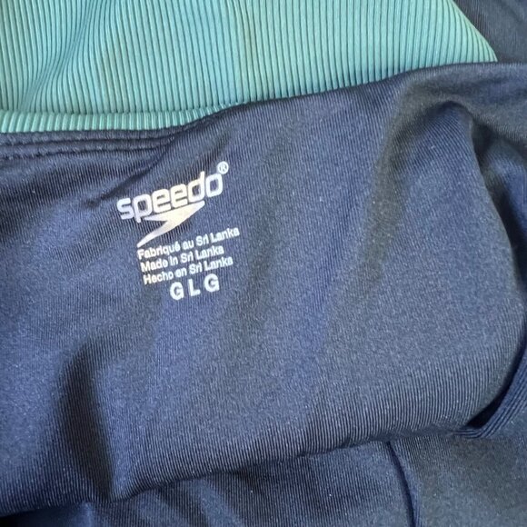 NWT Speedo Micro Ribbed Crossback One Piece Swimsuit High Cut Bottle Green L - Picture 11 of 11